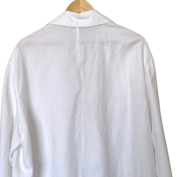 EILEEN FISHER Lyocell Linen Notch Collar Open-Front Blazer in White, Size 3X - Picture 9 of 12